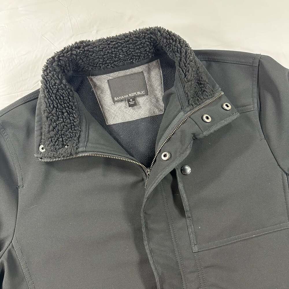 Banana Republic Womens Black Sherpa Fleece Lined Softshell Jacket Size S
